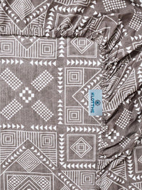 KLOTTHE Brown & White Geometric Fitted 300 TC Single Bedsheet with 1 Pillow Cover