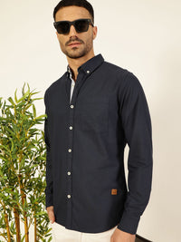 Thomas Scott Men Premium Button-Down Collar Solid Pure Cotton Slim Fit Casual Shirt