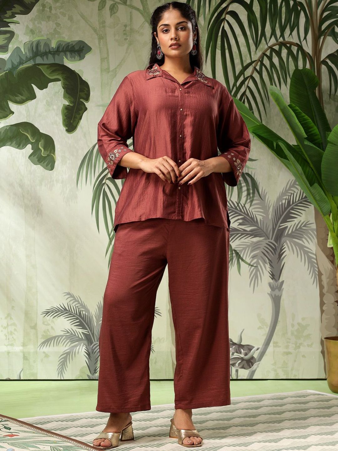 Bani Women Plus Size Embroidered Tunic With Trousers