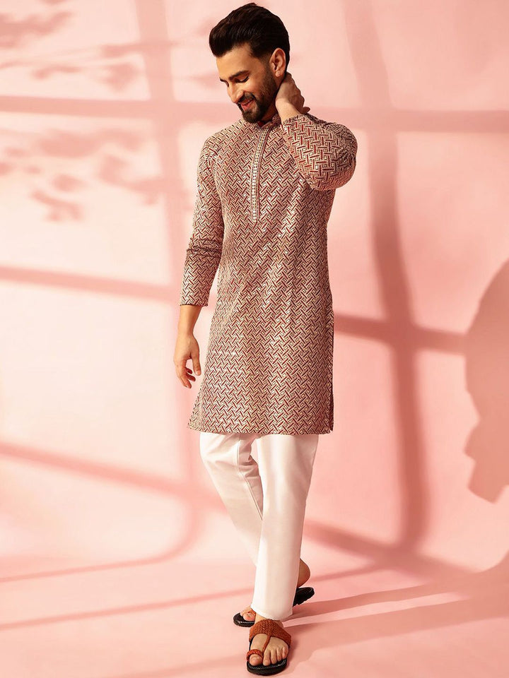 Anouk Men Embroidered Regular Thread Work Pure Cotton Kurta with Pyjamas