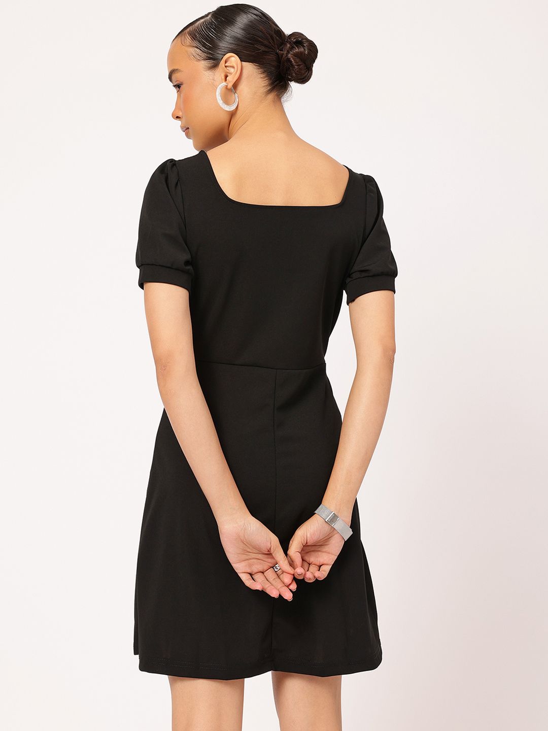 DressBerry Puff Sleeve Fit & Flare Dress