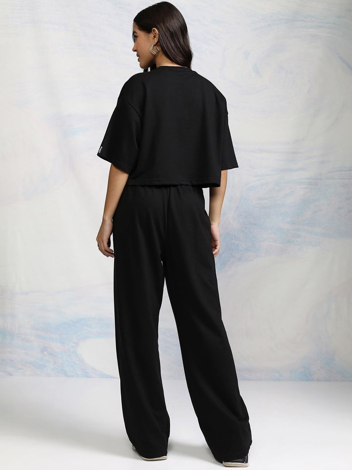 Tokyo Talkies Disney Women Mickey Mouse Printed Crop T-Shirt With Trouser Co-Ord Set