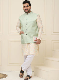 SOJANYA PLUS Lelaki Plus Size Printed Mandarin Collar Nehru Jaket