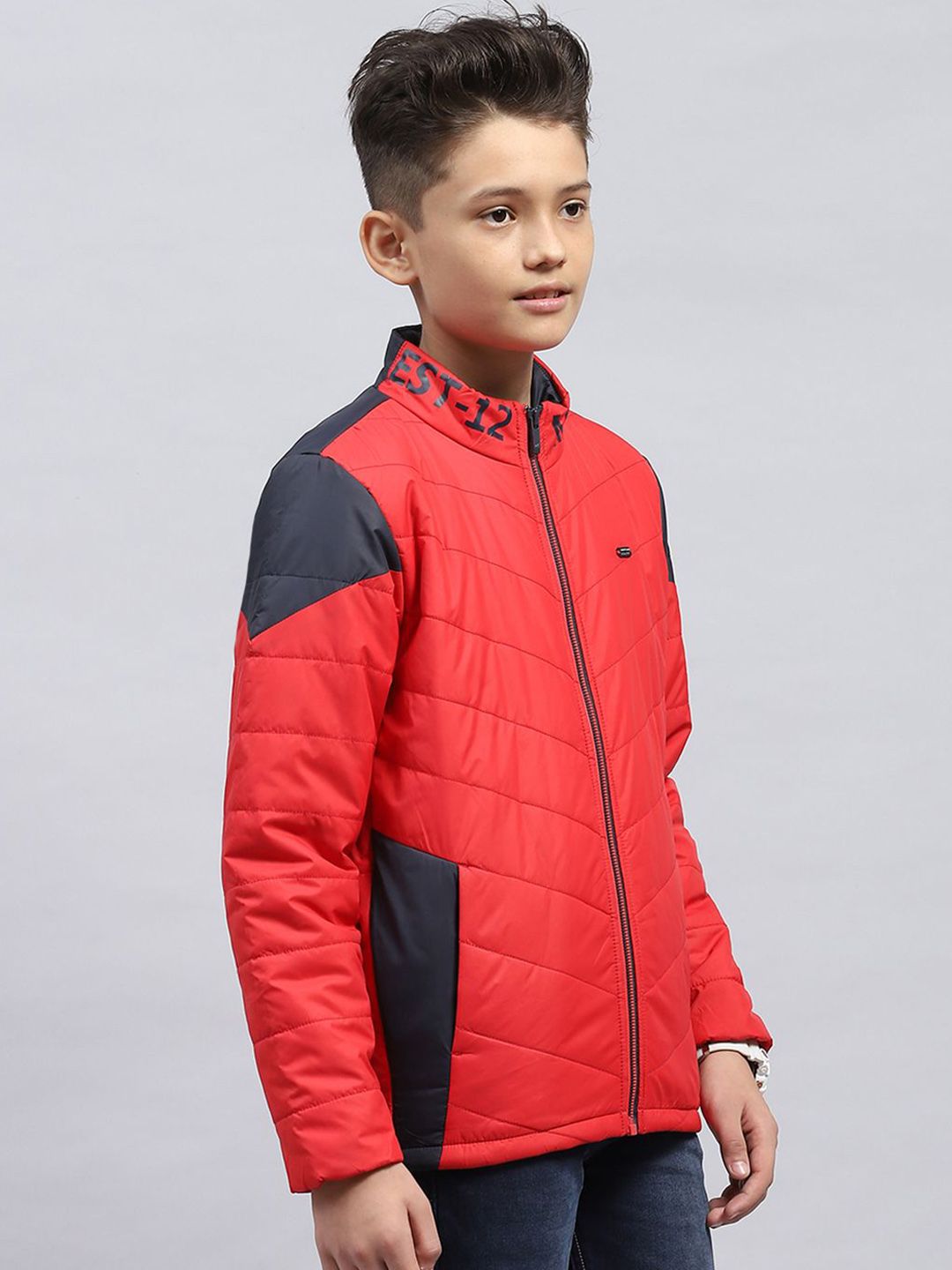 Monte Carlo Boys Mock Collar Solid Casual Padded Jacket