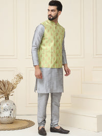 SOJANYA Mandarin Collar Kurta with Churidar With Nehru jacket