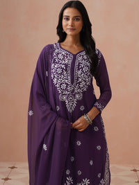 Rumah Wanita Chikankari Sulaman Bunga Chikankari Bunga Indie Georgette Kurta