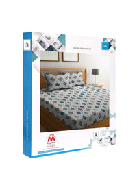 Myntra Elegant Homes Blue Geometric Cotton 400TC King Double Bedsheet dengan 2 Sarung Bantal