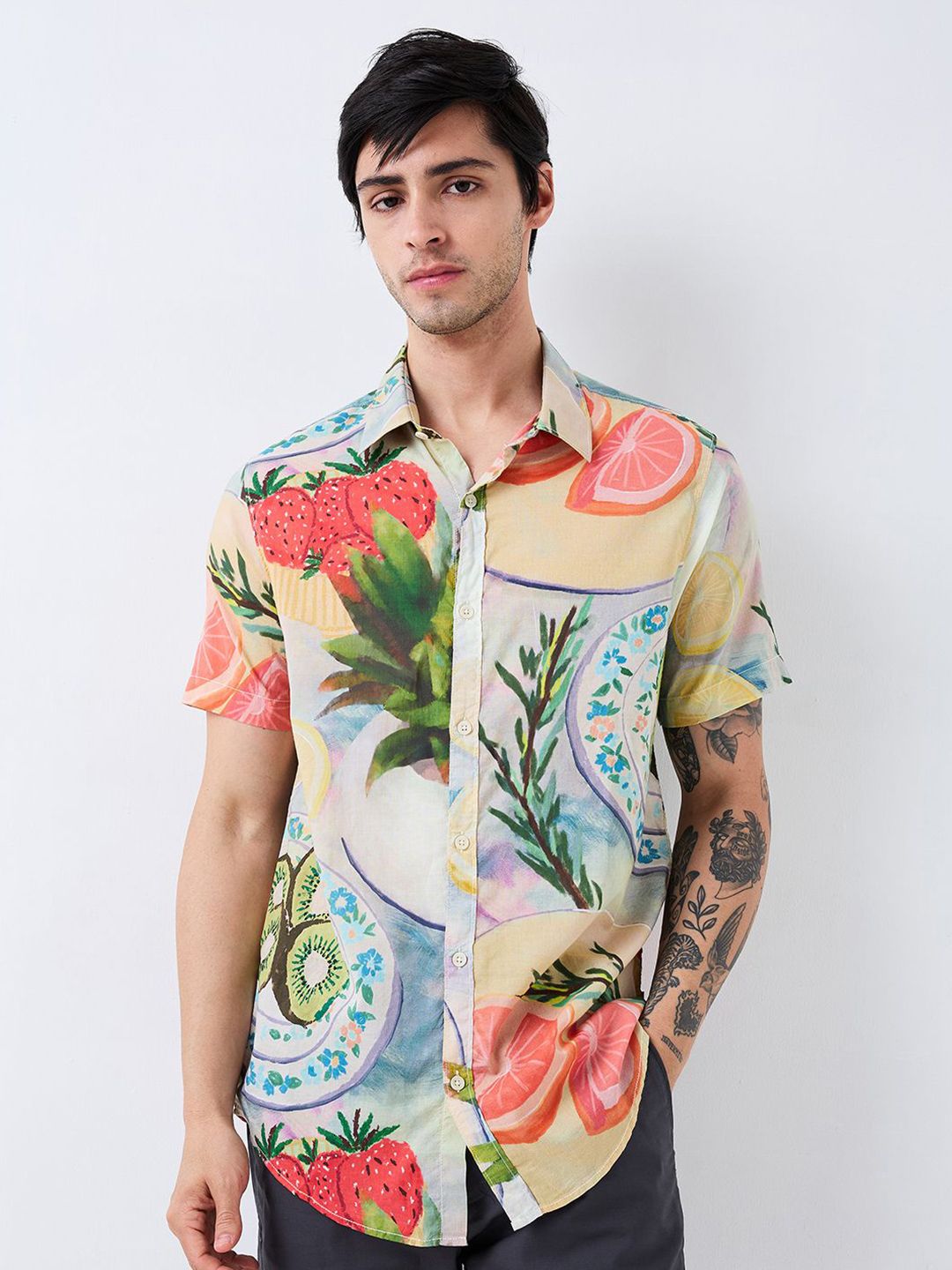 SPYKAR Men Spread Collar Floral Printed Cotton Casual Shirt