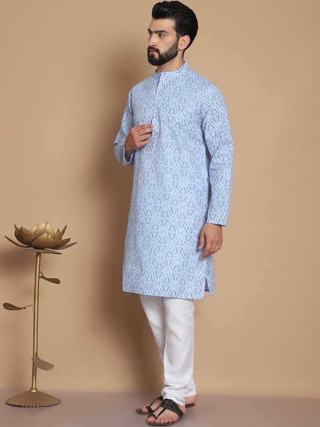 Anouk Men Ethnic Motifs Printed Regular Pure Cotton Kurta with Churidar