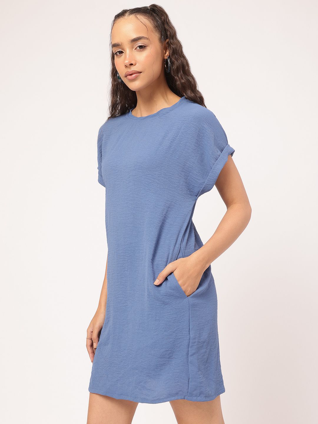 DressBerry Tender Textured T-Shirt Mini Dress