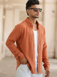Powerlook Men Spread Collar Relaxed Fit Textured Cotton Casual Shirt