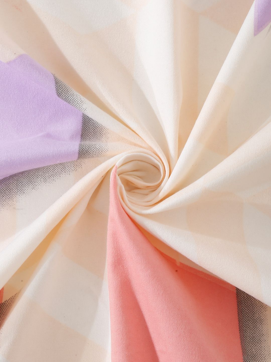 Myntra Elegant Homes Peach Geometric Polycotton 300 TC Cadar Katil Halus King dengan 2 Sarung Bantal-98 x 87 inci