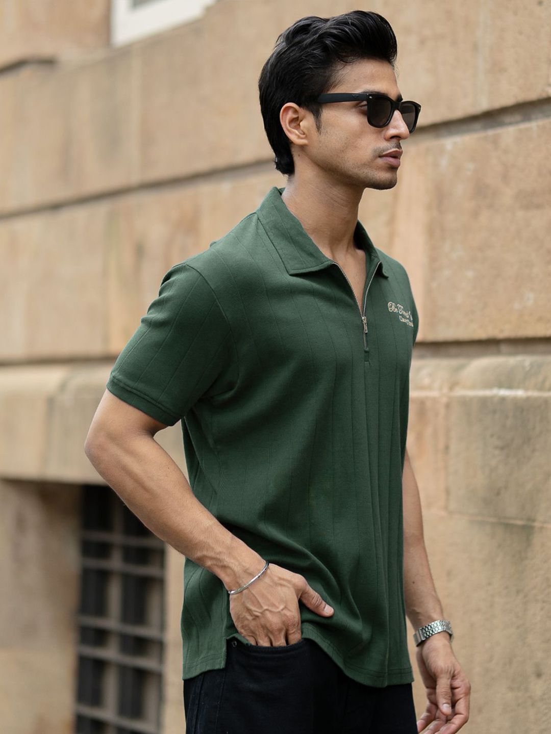 Powerlook Men Typography Printed Polo Collar Pure Cotton T-shirt