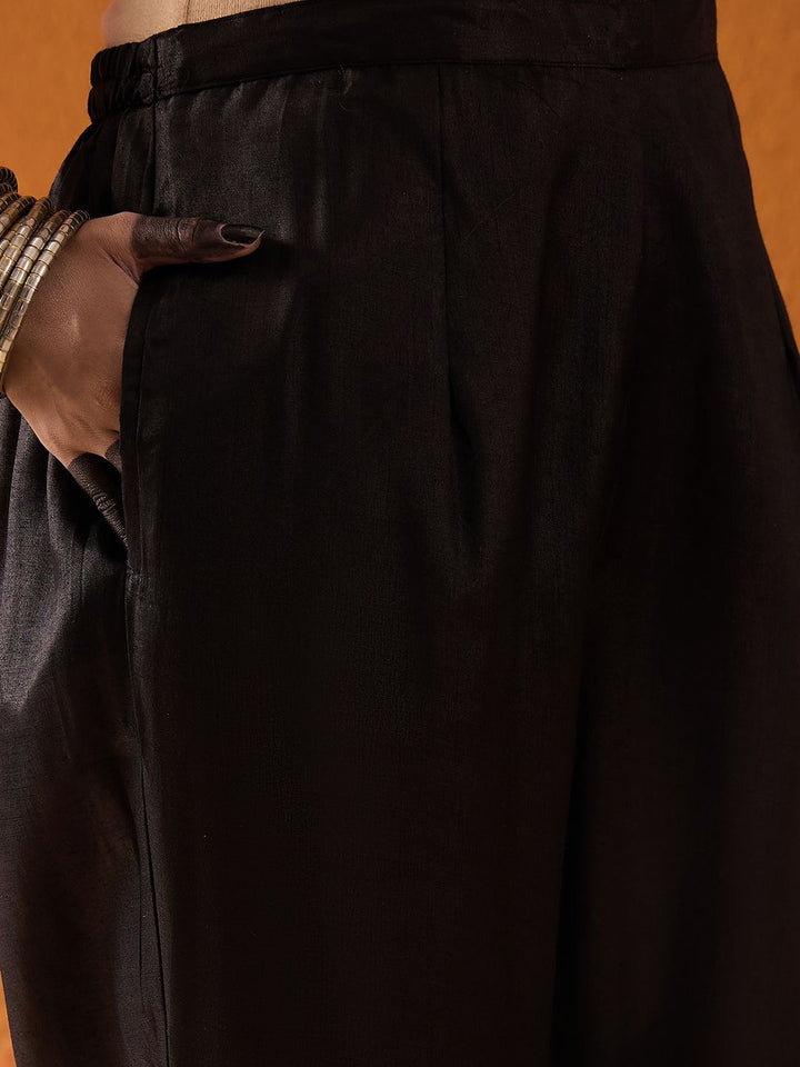 Indo Era Floral Woven Design Thread Work Straight Kurta With Trousers & Dupatta