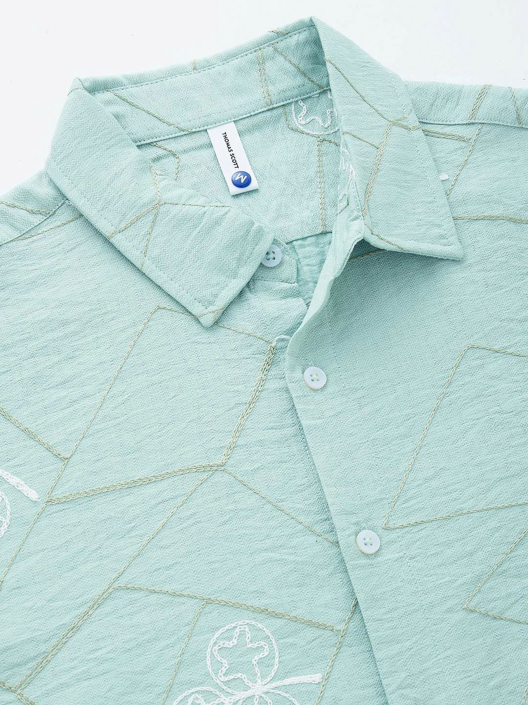 Thomas Scott Men Embroidered Regular Fit Casual Shirt