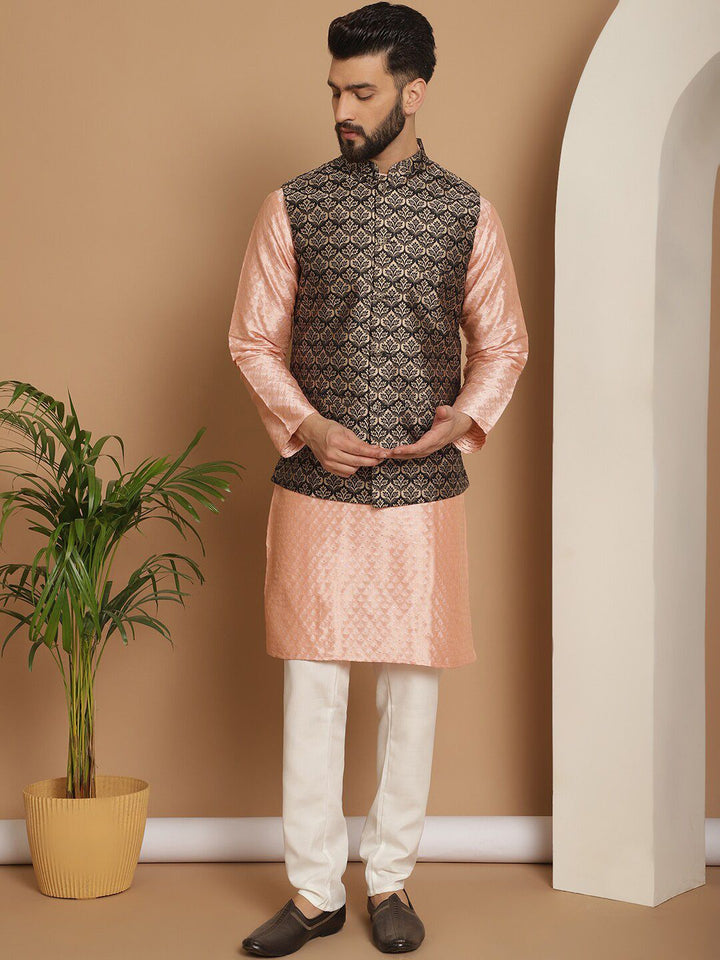 Motif Etnik Anouk Bersulam Kurta Sutera Jacquard Lurus Biasa dengan Churidar