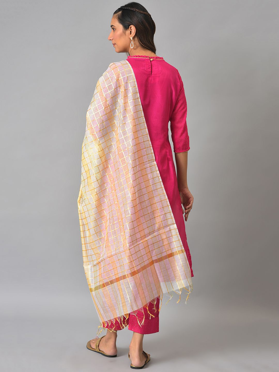AURELIA Floral Embroidered Zari Kurta with Trousers & Dupatta