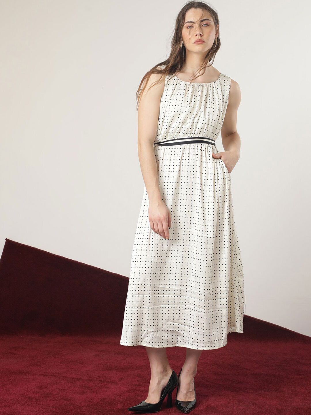 RAREISM Print A-Line Midi Dress