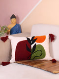 STITCHNEST Maroon & Green Embroidered Rectangle Cushion Cover