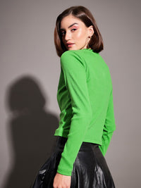 SASSAFRAS V-Neck Long Sleeves Crop Top