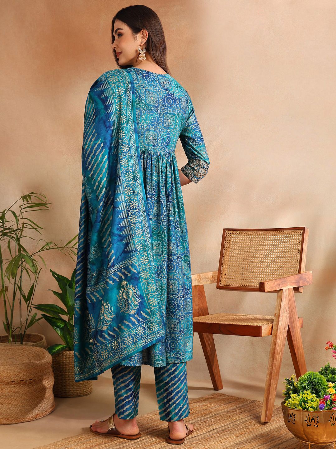 KALINI Ethnic Motifs Printed Regular Kurta with Palazzos & Dupatta