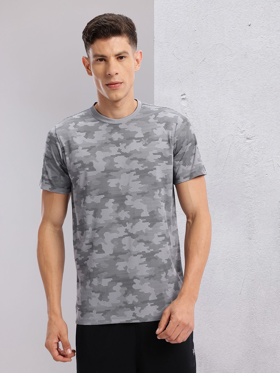 HRX by Hrithik Roshan Rapid-Dry Camouflage Print Training T-shirt