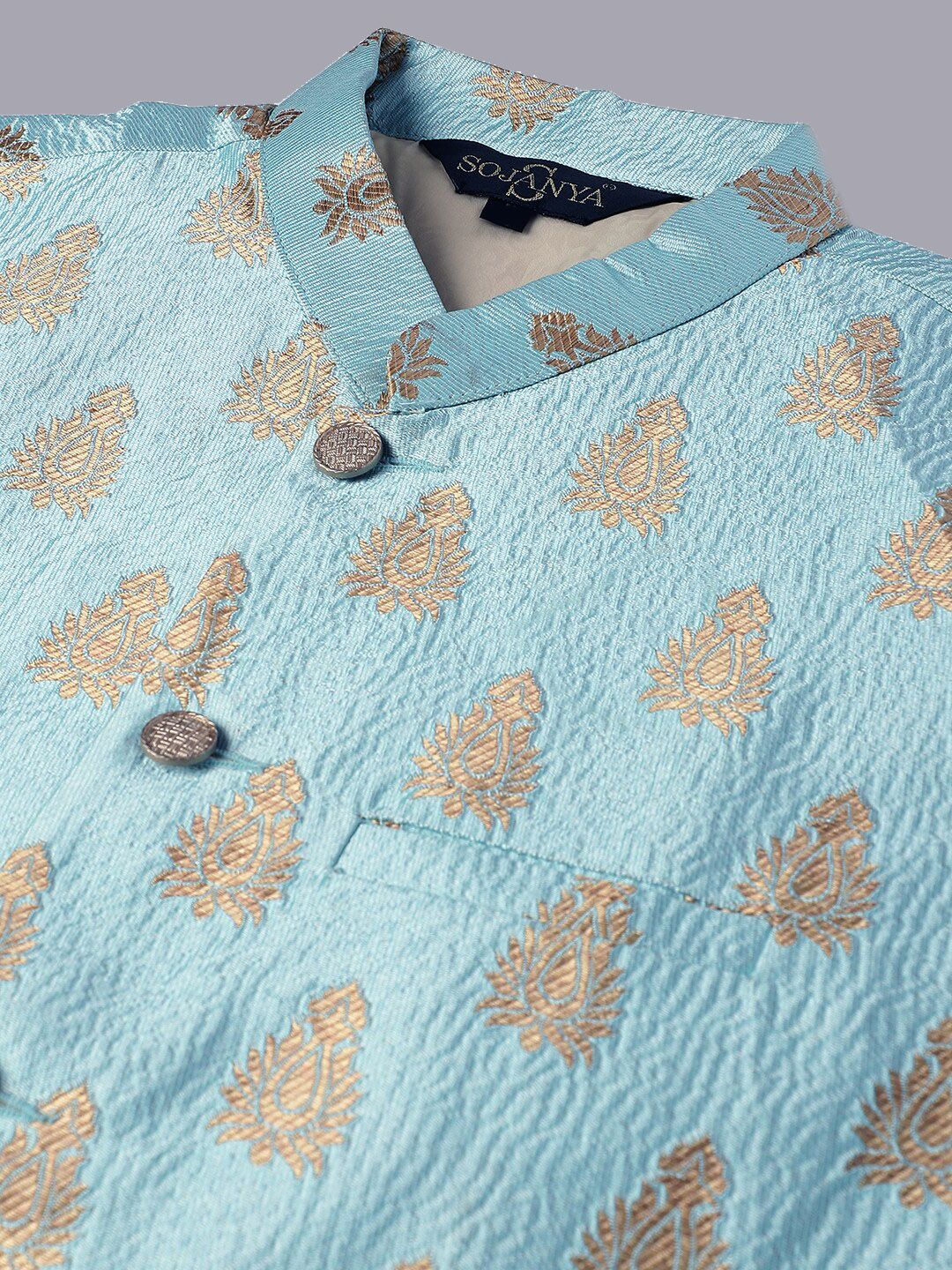 SOJANYA Ethnic Motifs Embroidered Regular Kurta with Pyjamas & Nehru Jacket