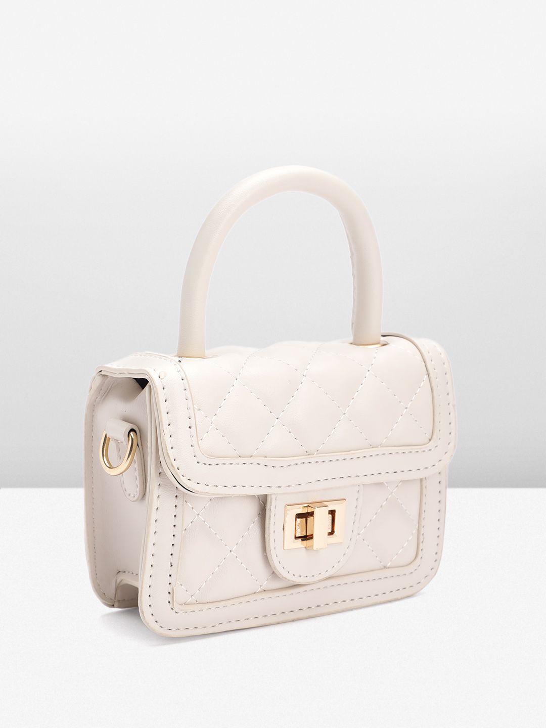 DressBerry Quilted Structured Satchel Bag