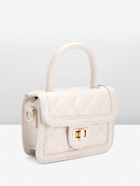 DressBerry Quilted Structured Satchel Bag