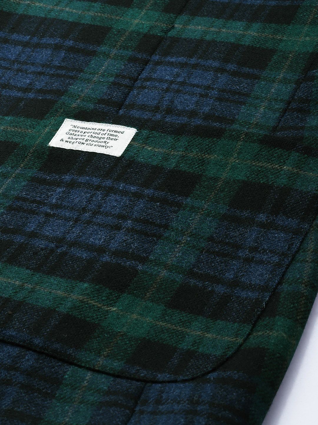 Mr Bowerbird Men Green And Navy Blue Checked Single Breasted Tailored Fit Tweed Blazer