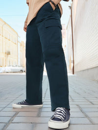 Urbano Fashion Men Loose Baggy Fit Pure Cotton Cargo Trouser