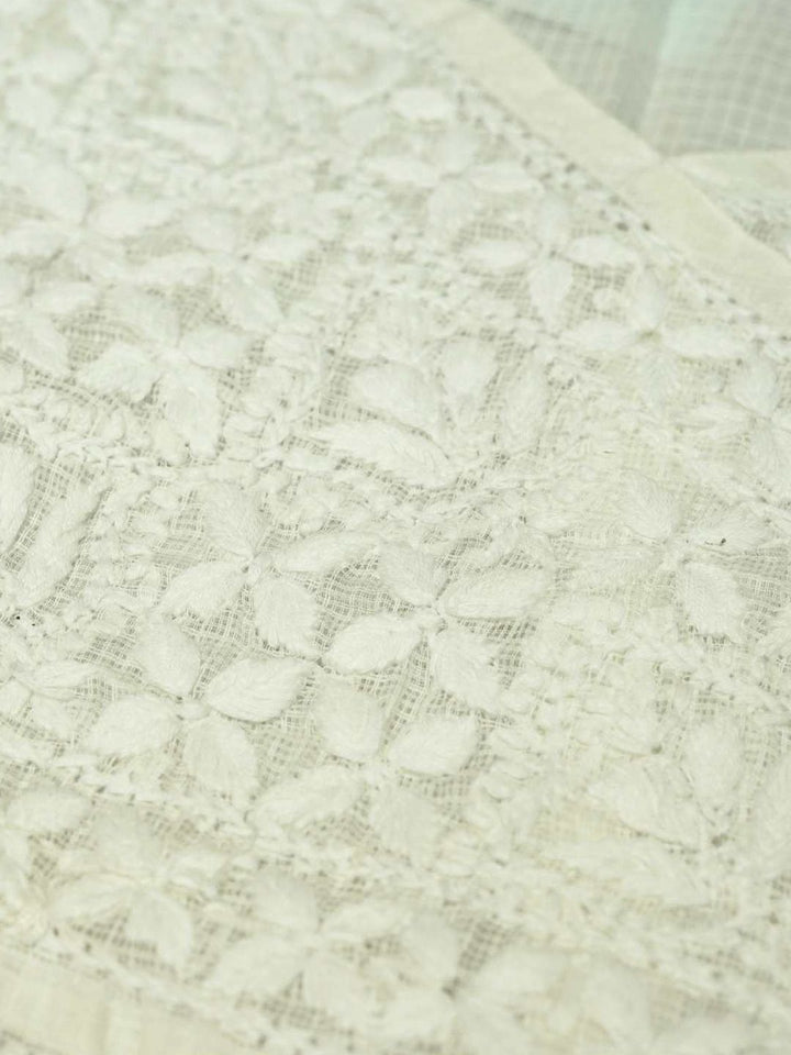 House of Chikankari Women White Kota Chikankari Embroidered Kurta