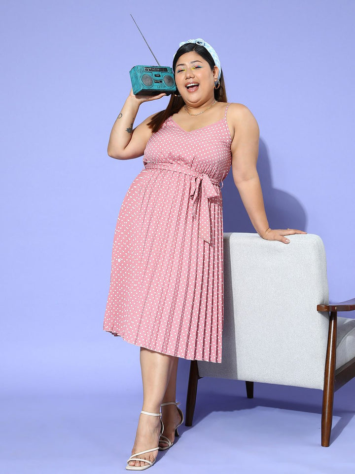 Berrylush Curve Polka Dot Print Fit & Flare Midi Dress