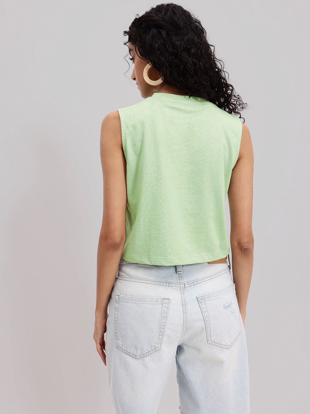 DressBerry Vibrant Artistic Flair Sleeveless Crop T-shirt