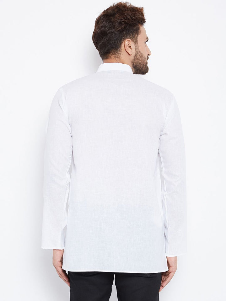 SOJANYA Men White Solid Straight Kurta
