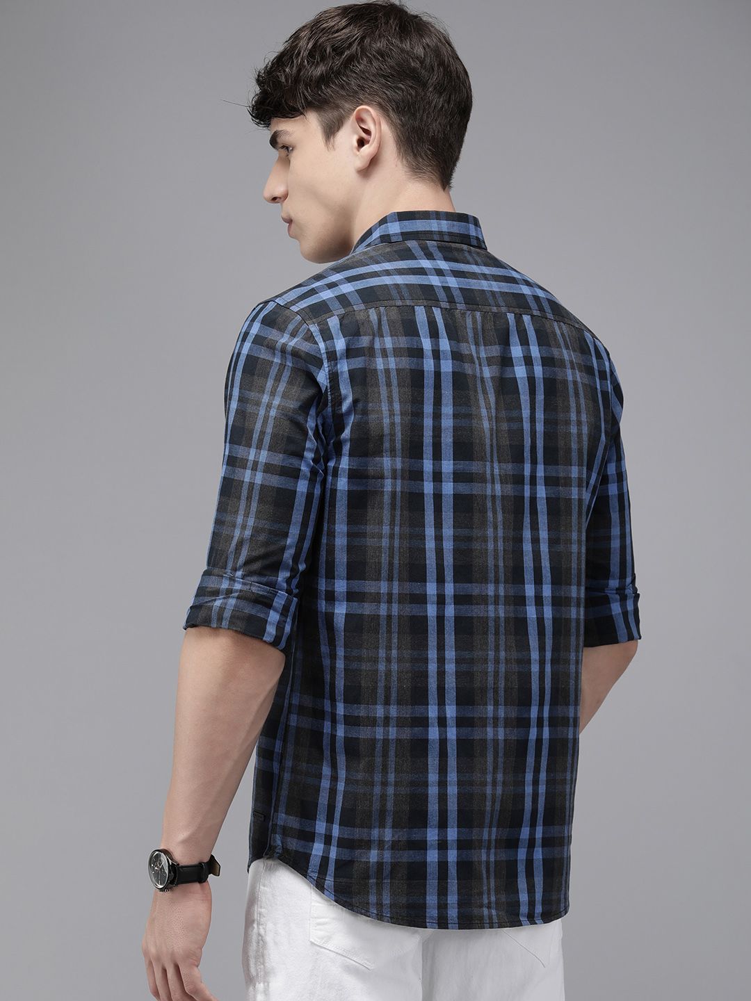 THE BEAR HOUSE Men Slim Fit Tartan Checked Casual Shirt