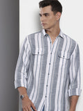The Indian Garage Co Men Slim Fit Striped Double Flap Casual Shirt