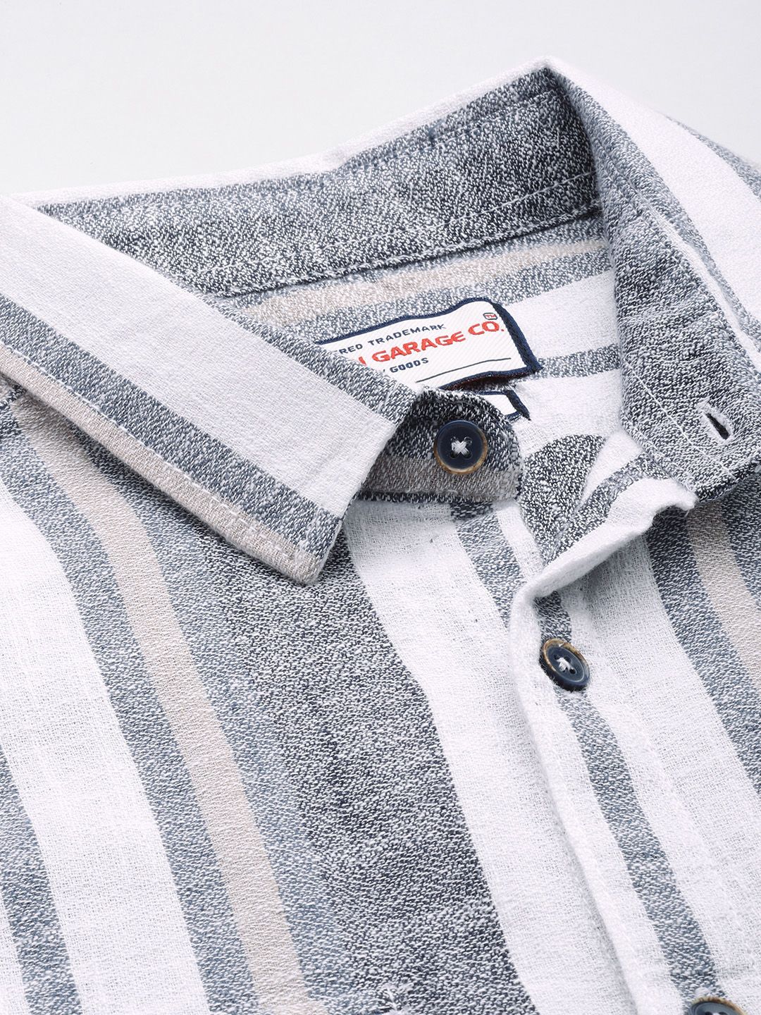 The Indian Garage Co Men Slim Fit Striped Double Flap Casual Shirt