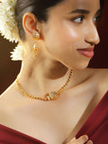 Rubans 18K Motif Floral Motif & Filigree Set Kalung Tembaga Manik