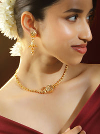 Rubans 18K Motif Floral Motif & Filigree Set Kalung Tembaga Manik