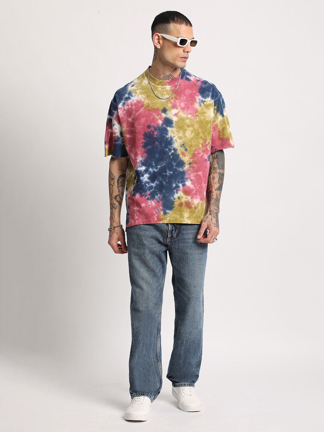 THE BEAR HOUSE Men Tie & Dye Loose Fit Cotton T-Shirt