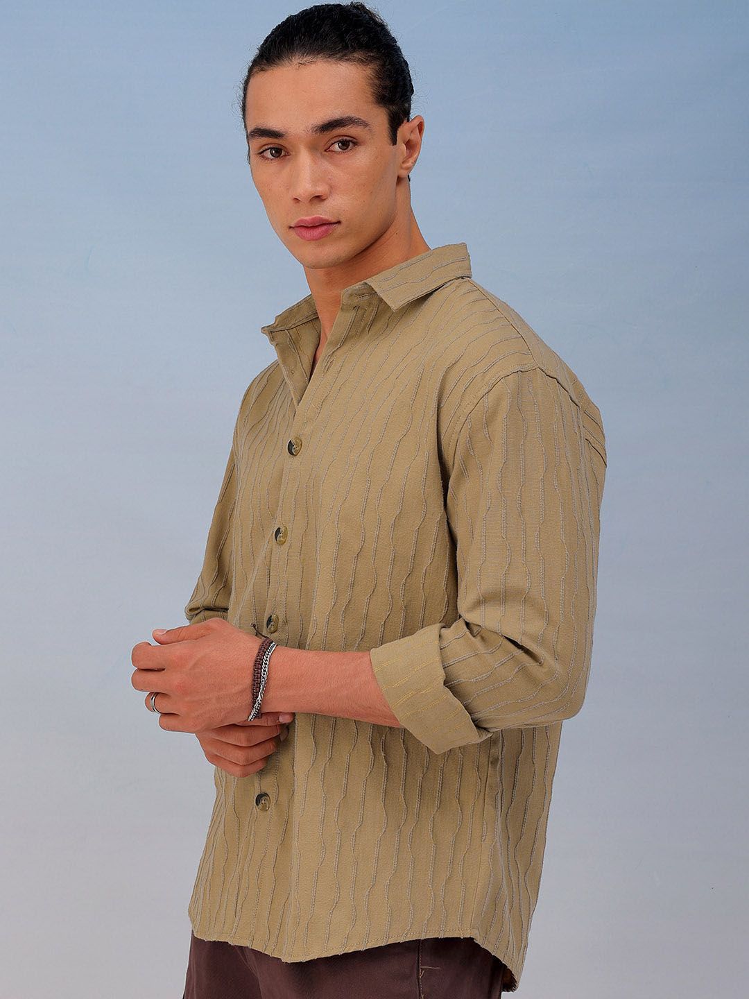 The Indian Garage Co Men Relaxed Fit Dobby Textured Resortwear Shirt