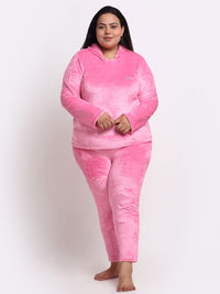 KLOTTHE Plus Size Hooded Velvet Wool T-shirt With Trouser