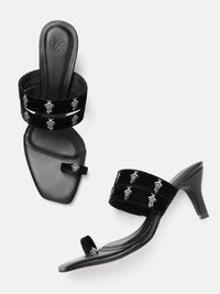 House of Pataudi Floral Embroidered Slim Heels