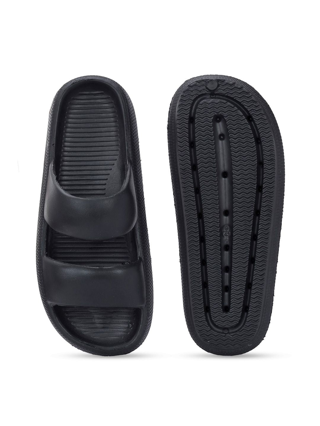 HRX by Hrithik Roshan Men Black Rubber Sliders