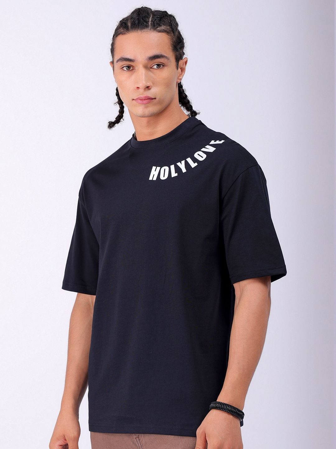 The Indian Garage Co Men Back Printed Boxy Oversized Round Neck Pure Cotton T-shirt