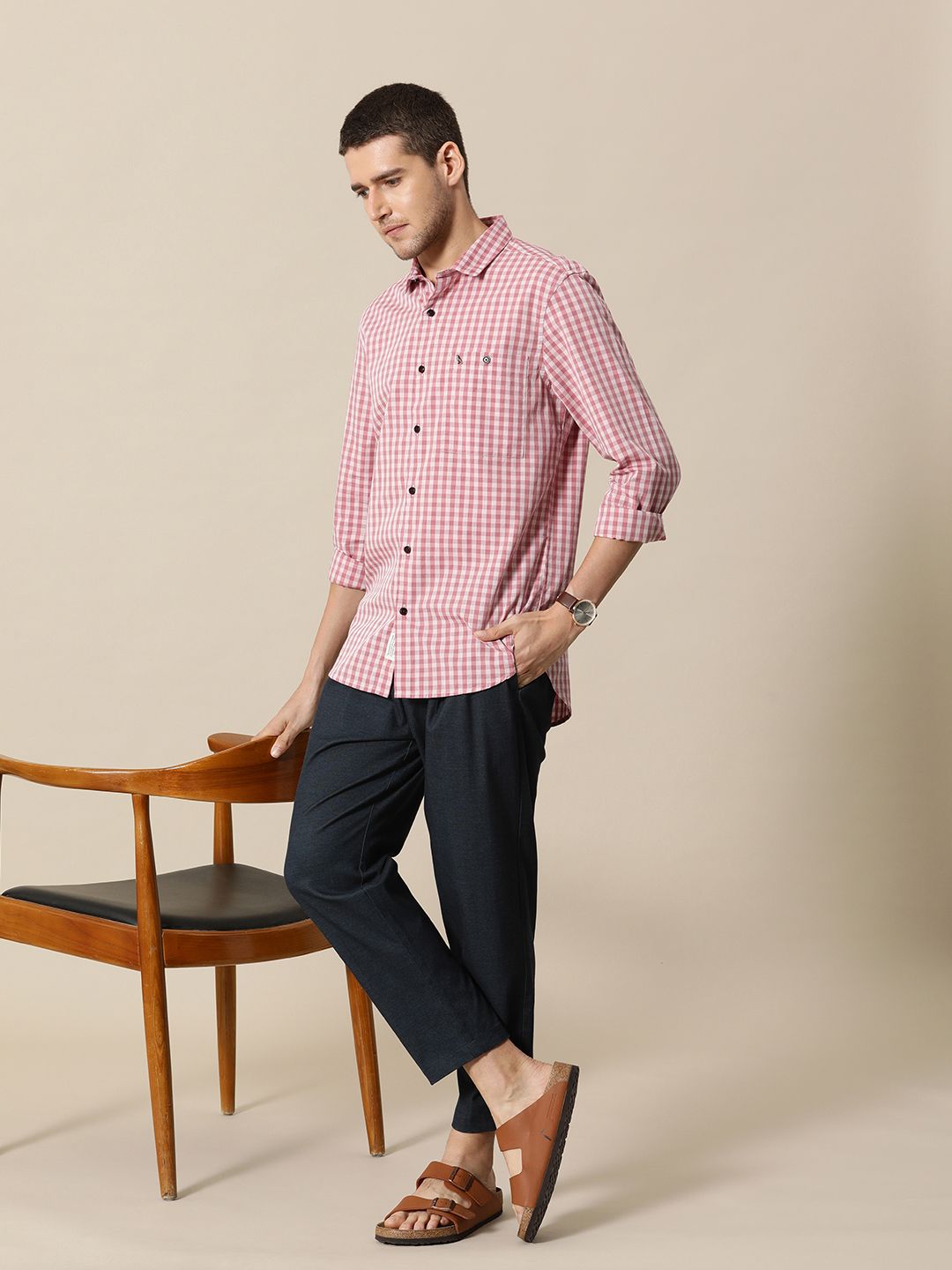 Mr Bowerbird Pure Cotton Tailored Fit Gingham Checked Casual Shirt