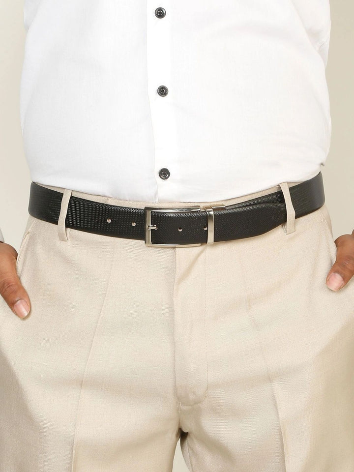 Teakwood Leathers Men Textured Leather Reversible Formal Belt