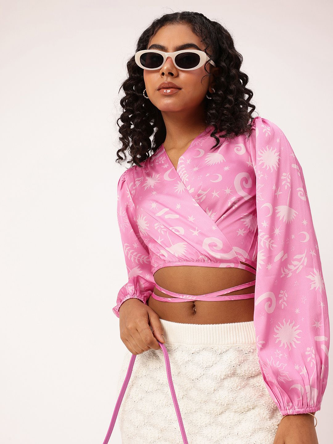 DressBerry Mythical Muse Satin Wrap Crop Top