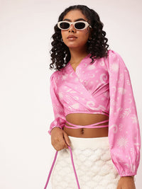 DressBerry Mythical Muse Satin Wrap Crop Top